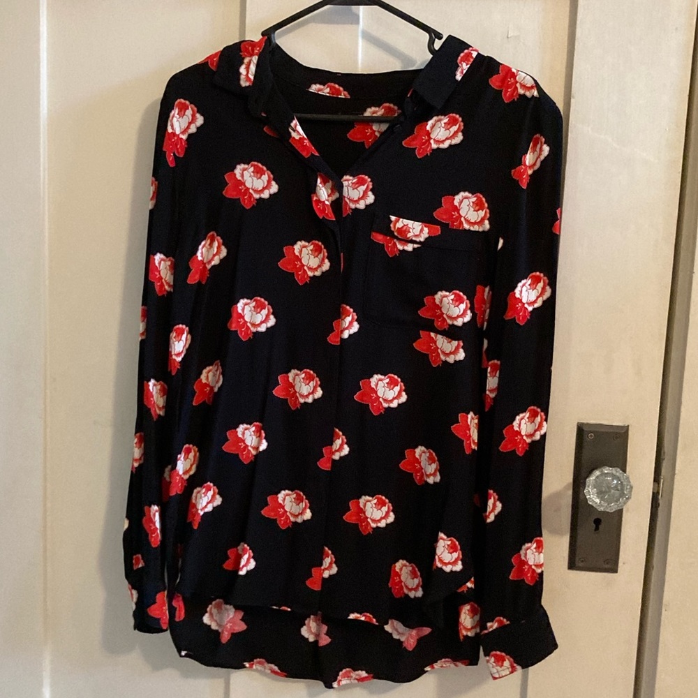 Ganni floral button up blouse
